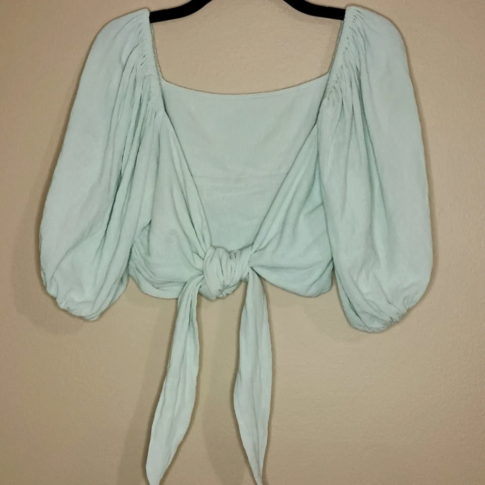 Jen's Pirate Booty for Free People Mint Green Puff Sleeve Top